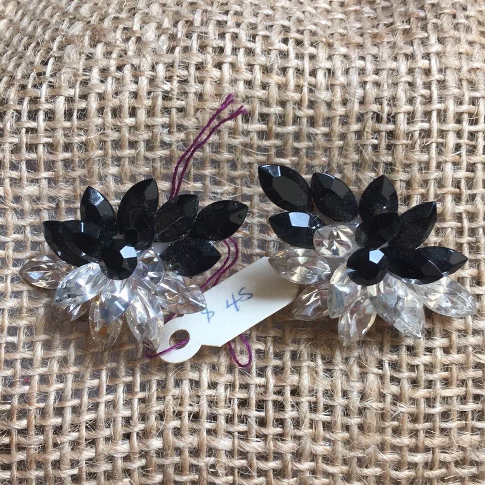 Black and clear rhinestone earrings
